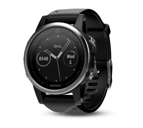 Часы с GPS Garmin Fenix 5S серебристые с черным ремешком