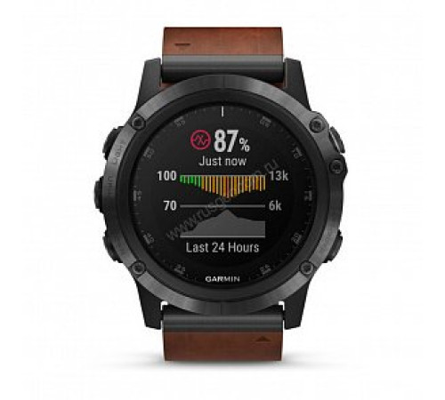 Смарт-часы Garmin Fenix 5x Plus,Sapph Slate Gray with Brown Leather Band