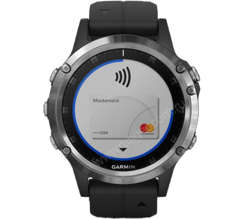 GPS-часы Garmin Fenix 5 PLUS Glass серебристые с черным ремешком
