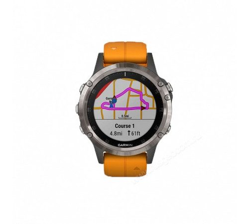 GPS-часы Garmin Fenix 5 PLUS Sapphire титановые с оранжевым ремешком