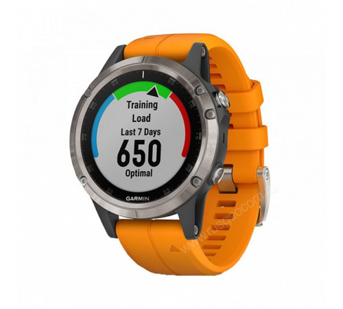 GPS-часы Garmin Fenix 5 PLUS Sapphire титановые с оранжевым ремешком