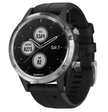 GPS-часы Garmin Fenix 5 PLUS Glass серебристые с черным ремешком