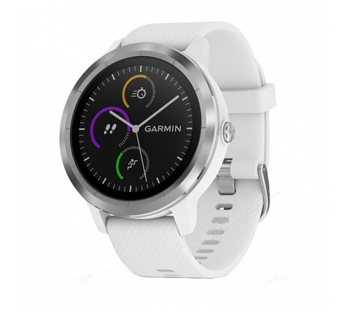 GPS-часы Garmin Vivoactive 3 серебристые с белым ремешком