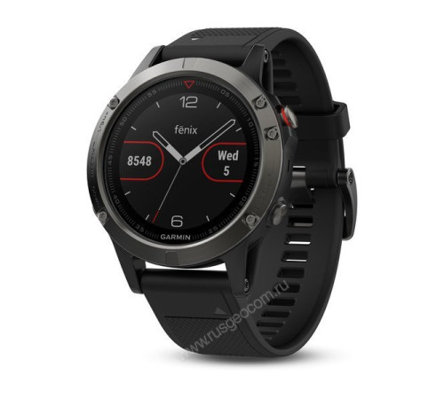 Часы с GPS Garmin Fenix 5 серые с черным ремешком и HRM-Tri