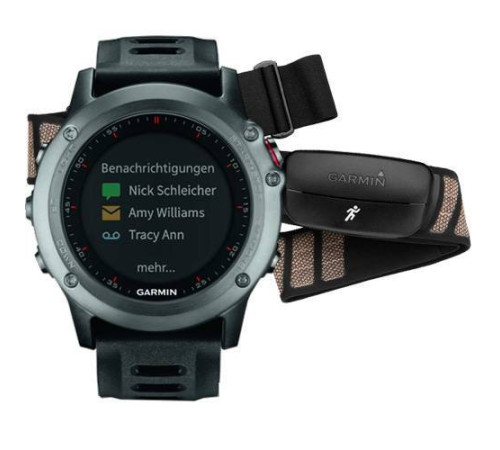 Навигатор-часы Garmin Fenix 3 серые с черным ремешком и пульсометром HRM-Run
