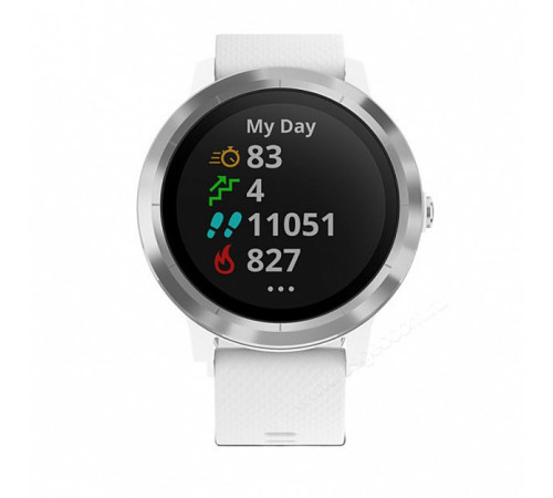 GPS-часы Garmin Vivoactive 3 серебристые с белым ремешком