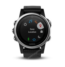 Часы с GPS Garmin Fenix 5S серебристые с черным ремешком