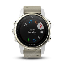 Часы с GPS Garmin Fenix 5S Sapphire золотистые с замшевым ремешком