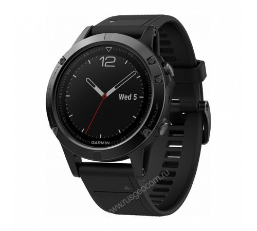 Часы с GPS Garmin Fenix 5 серые с черным ремешком