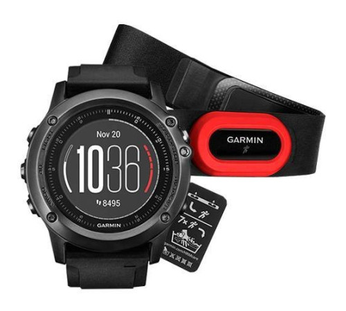 Навигатор-часы Garmin Fenix 3 Sapphire HR с черным ремешком HRM-Run