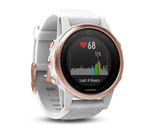 Часы с GPS Garmin Fenix 5S Sapphire розовое золото с белым браслетом