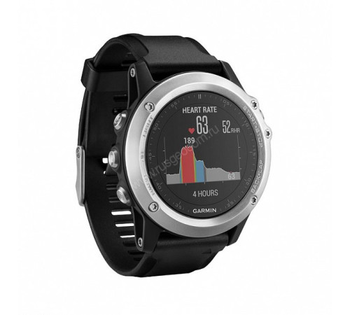 Мультиспортивные часы Garmin Fenix 3 HR Серебряный с черным силиконовым браслетом