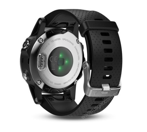 Часы с GPS Garmin Fenix 5S серебристые с черным ремешком