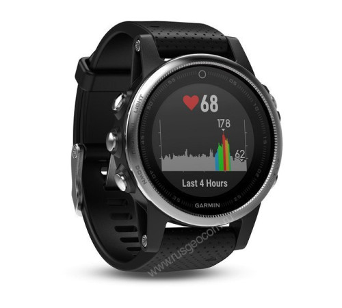 Часы с GPS Garmin Fenix 5S серебристые с черным ремешком
